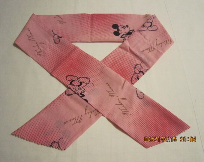 Extra Wide 3" Reusable Non-Toxic Cool Wrap / Neck Cooler  - Kids Prints - Girls - Mickey Mouse - Pink