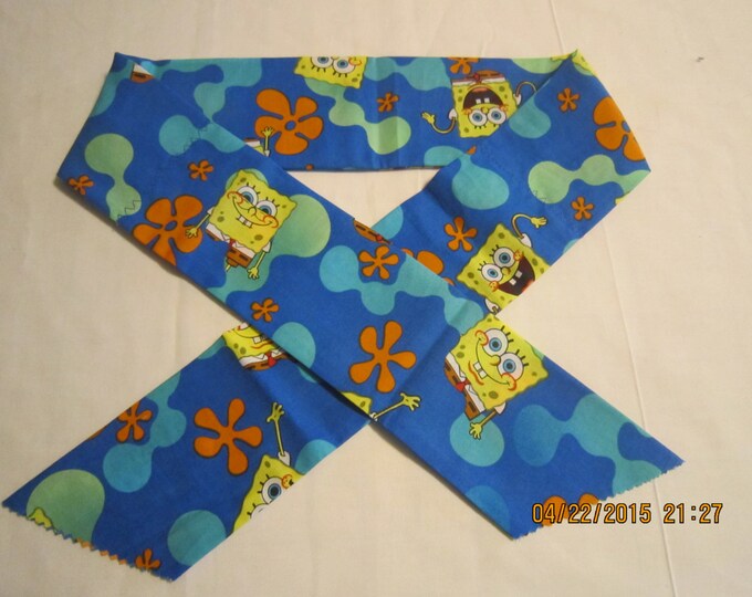 Extra Wide 3" Reusable Non-Toxic Cool Wrap / Neck Cooler  - Kids Prints - Boys - Sponge Bob - Blue - CLEARANCE