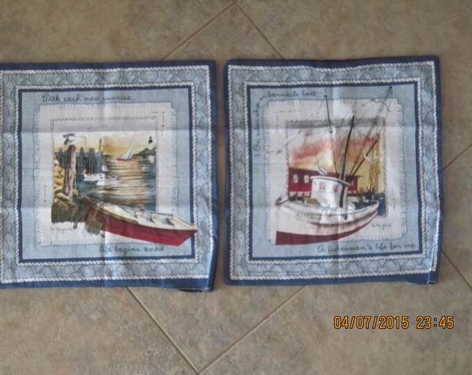 Fisherman Boat Water Unstuffed Pillow Set  Clearance