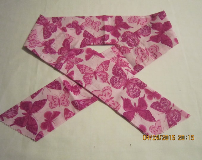 Extra Wide 3" Reusable Non-Toxic Cool Wrap / Neck Cooler  - Animal Prints - Butterflies - Pink on Light Pink