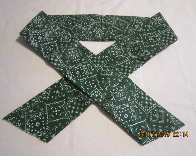 Extra Wide 3" Reusable Non-Toxic Cool Wrap / Neck Cooler  - Cowboy/Bandana/Hanky - Green