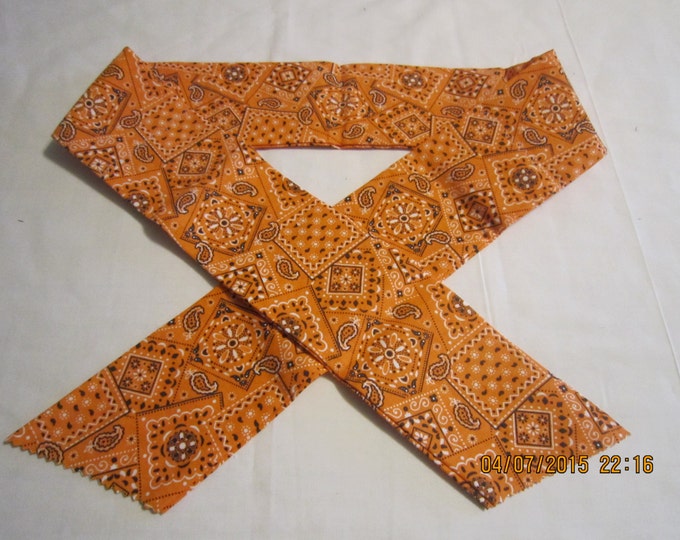 Extra Wide 3" Reusable Non-Toxic Cool Wrap / Neck Cooler  - Cowboy/Bandana/Hanky - Orange