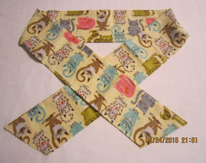 Extra Wide 3" Reusable Non-Toxic Cool Wrap / Neck Cooler  - Animal Prints - Named Cats