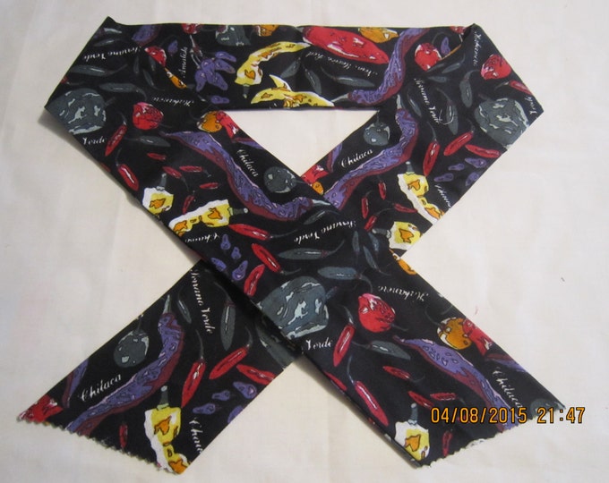 Extra Wide 3" Reusable Non-Toxic Cool Wrap / Neck Cooler  - Peppers - Purple & Red Peppers on Black - CLEARANCE