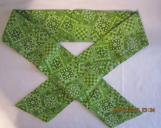 Extra Wide 3" Reusable Non-Toxic Cool Wrap / Neck Cooler  - Cowboy/Bandana/Hanky - Light Green