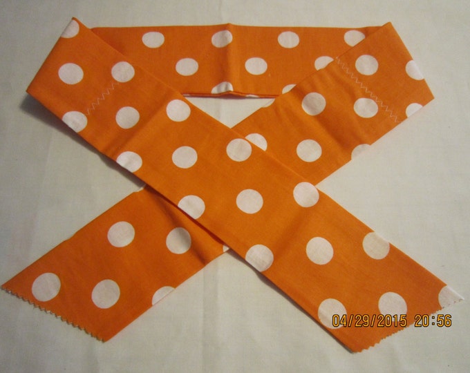 Extra Wide 3" Reusable Non-Toxic Cool Wrap / Neck Cooler  - Large Polka Dots - Orange