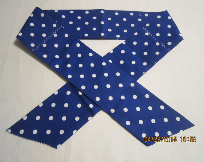 Extra Wide 3" Reusable Non-Toxic Cool Wrap / Neck Cooler  - Medium Polka Dots - Royal Blue