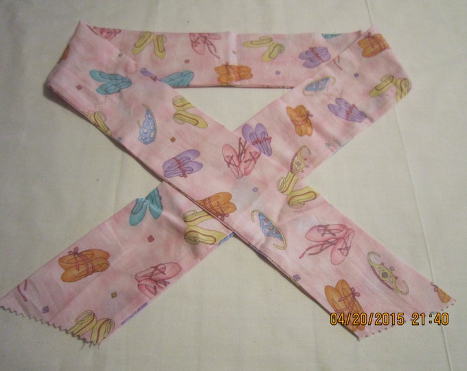 Extra Wide 3" Reusable Non-Toxic Cool Wrap / Neck Cooler  - Kids Prints - Girls - Ballet Slippers on Pink - CLEARANCE