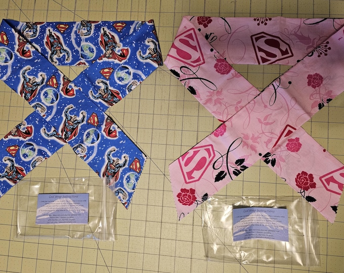 Extra Wide 3" Reusable Non-Toxic Cool Wrap / Neck Cooler  - Kids Prints - Boys - Superman - Blue
