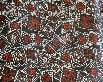 Black and red bandana cotton fabric