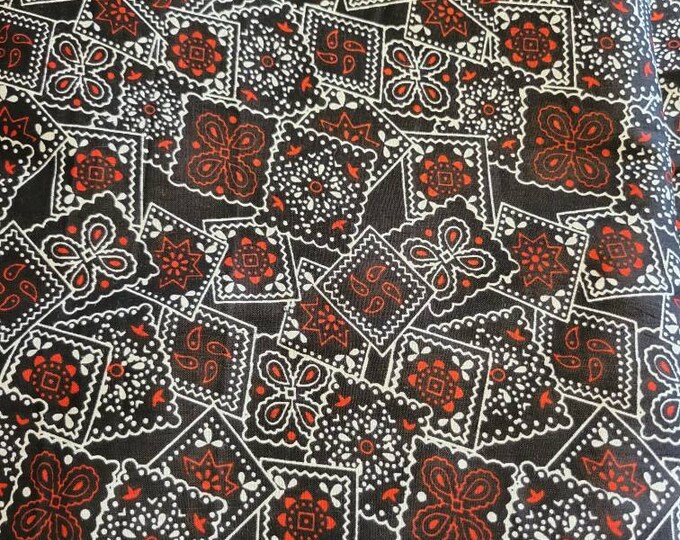 Black and red bandana cotton fabric