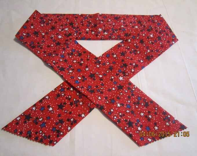 Extra Wide 3" Reusable Non-Toxic Cool Wrap / Neck Cooler  - Patriotic - Blue and White Stars on Red