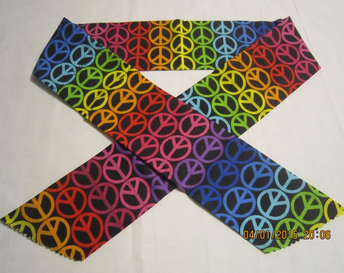 Extra Wide 3" Reusable Non-Toxic Cool Wrap / Neck Cooler  - Tie Dye and Hippie Prints - Peace Signs