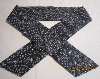 Extra Wide 3" Reusable Non-Toxic Cool Wrap / Neck Cooler  - Cowboy/Bandana/Hanky - Black
