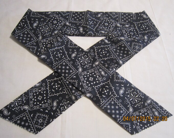 Extra Wide 3" Reusable Non-Toxic Cool Wrap / Neck Cooler  - Cowboy/Bandana/Hanky - Black