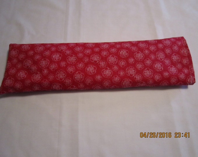 White Flowers on Red X-Large Cozy Comforts Heat and Cold Packs (Unscented or Lavender)*