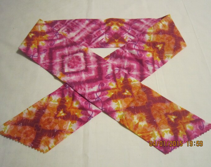 Extra Wide 3" Reusable Non-Toxic Cool Wrap / Neck Cooler  - Tie Dye & Hippie Prints -Pink/Magenta/Mustard Tie Dye