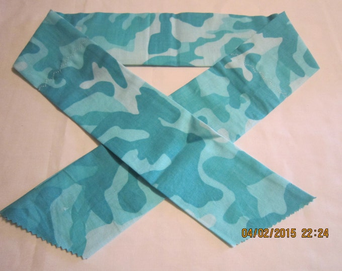 Extra Wide 3" Reusable Non-Toxic Cool Wrap / Neck Cooler  - Camouflage - Turquoise Camo
