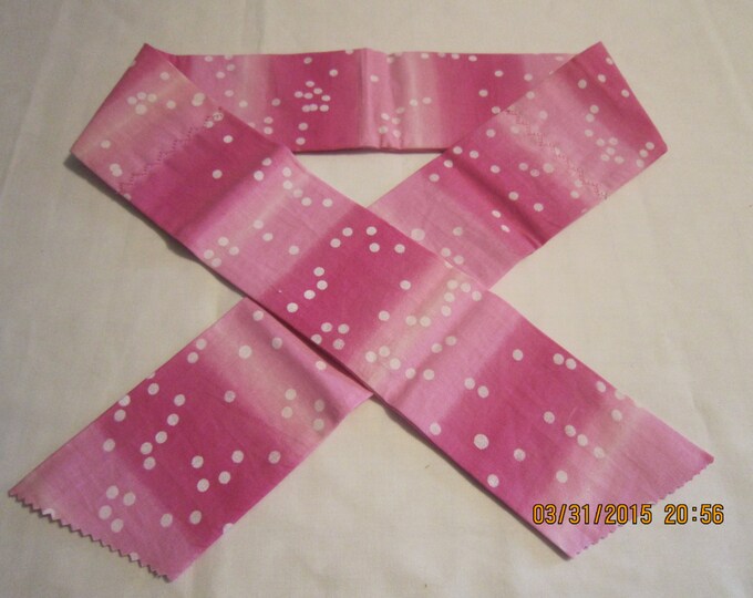Extra Wide 3" Reusable Non-Toxic Cool Wrap / Neck Cooler  - Misc. Fabrics - White Dots on Pink Stripes