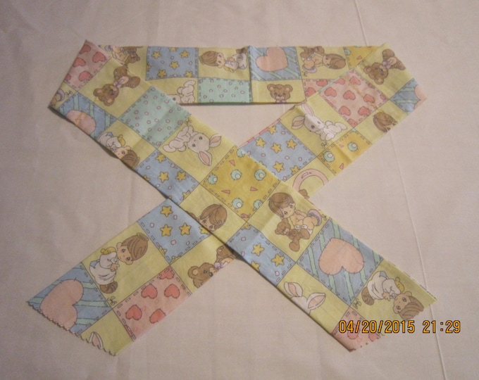 Extra Wide 2.75" Reusable Non-Toxic Cool Wrap / Neck Cooler  - Kids Prints - Girls - Precious Moments Squares - CLEARANCE