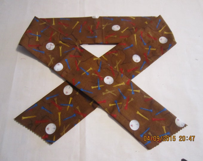 Extra Wide 3" Reusable Non-Toxic Cool Wrap / Neck Cooler  - Golf - Balls and Tees on Brown