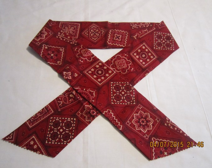 Extra Wide 3" Reusable Non-Toxic Cool Wrap / Neck Cooler  - Cowboy/Bandana/Hanky - Red