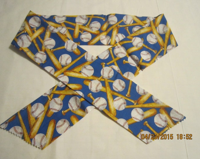 Extra Wide 3" Reusable Non-Toxic Cool Wrap / Neck Cooler  - Kids Prints - Baseball - Bats & Balls on Blue