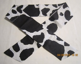Extra Wide 3" Reusable Non-Toxic Cool Wrap / Neck Cooler  - Animal Prints - Cow - Black & White