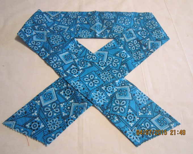 Extra Wide 3" Reusable Non-Toxic Cool Wrap / Neck Cooler  - Cowboy/Bandana/Hanky - Blue Retro