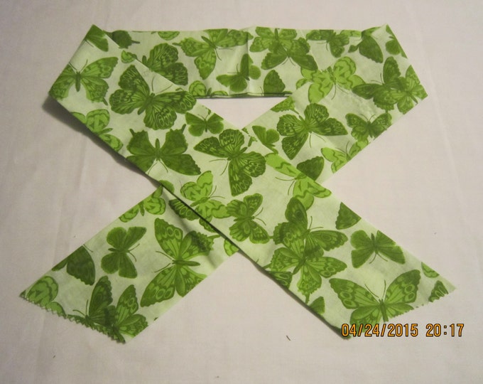 Extra Wide 3" Reusable Non-Toxic Cool Wrap / Neck Cooler  - Animal Prints - Butterflies - Light Green