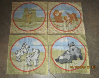 Peek A Boo Bear Monkey Hippo and Zebra Unstuffed Pillow Set (Set of 4) - Clearance