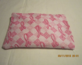 Pink Ribbons on Pink FLANNEL Breast Cancer Awarenes SMALL Cozy Comforts Heat and Cold Packs (Unscented or Lavender)*