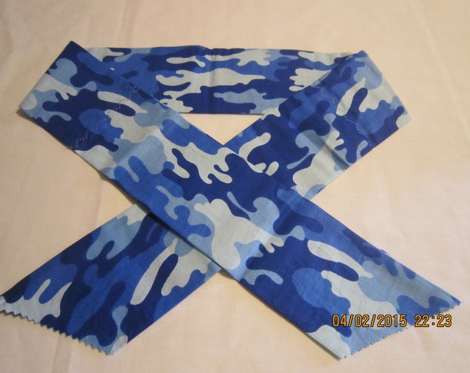Extra Wide 3" Reusable Non-Toxic Cool Wrap / Neck Cooler  - Camouflage - Blue Camo