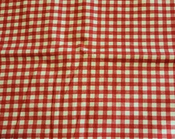 Red and White check 1/4" gingham cotton fabric 2 yards 33 "