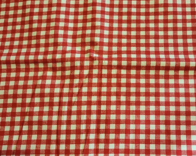 Red and White check 1/4" gingham cotton fabric 2 yards 33 "