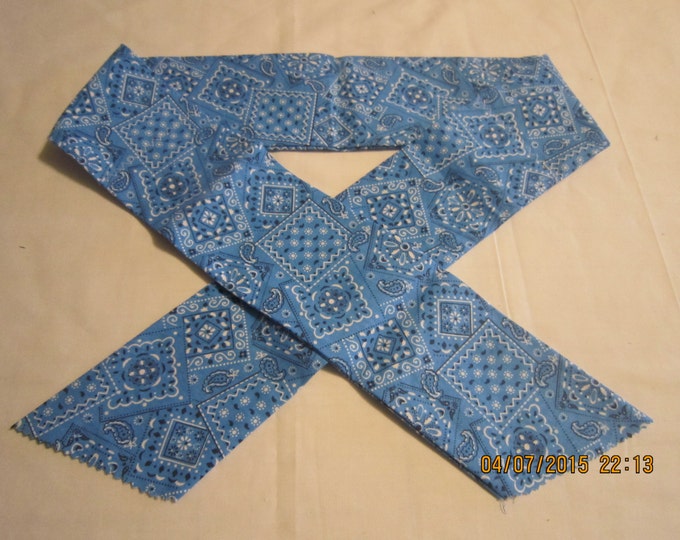 Extra Wide 3" Reusable Non-Toxic Cool Wrap / Neck Cooler  - Cowboy/Bandana/Hanky - Medium Blue