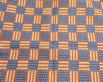 US flags stars and stripes cotton fabric