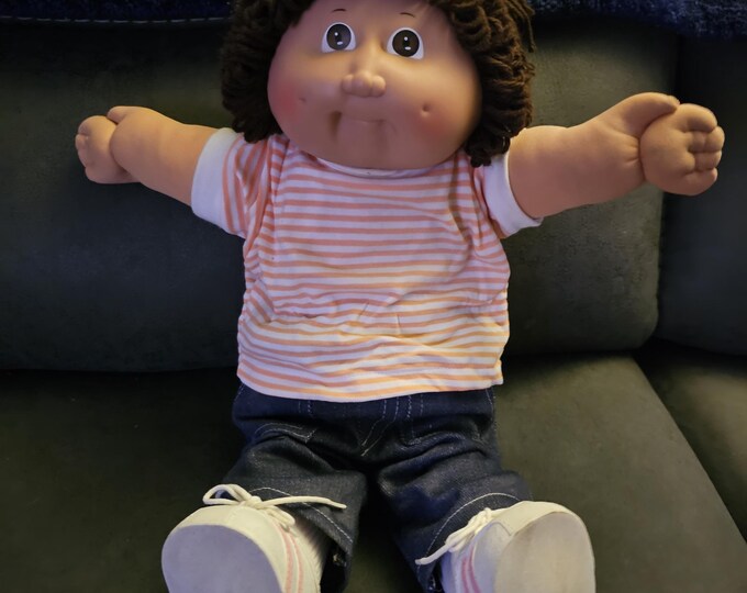 Cabbage Patch Doll, Single bob pony, head mold 2, 1984-985 (blue sign), brown eyes