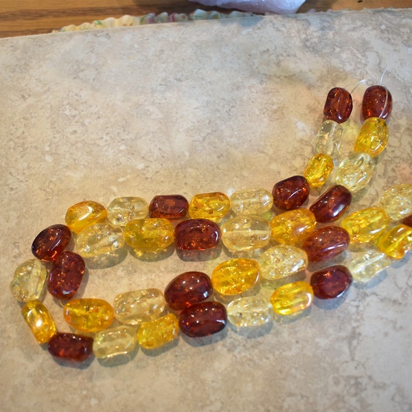 Acrylic Beads Amber Colors, Freeform Nuggets, 22 Beads, 16mm to 20mm