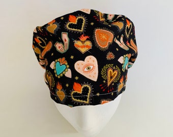 Flaming Hearts - Euro Style Scrub Cap