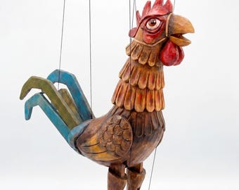 Marionette Hahn - Handgefertigte Originalpuppe