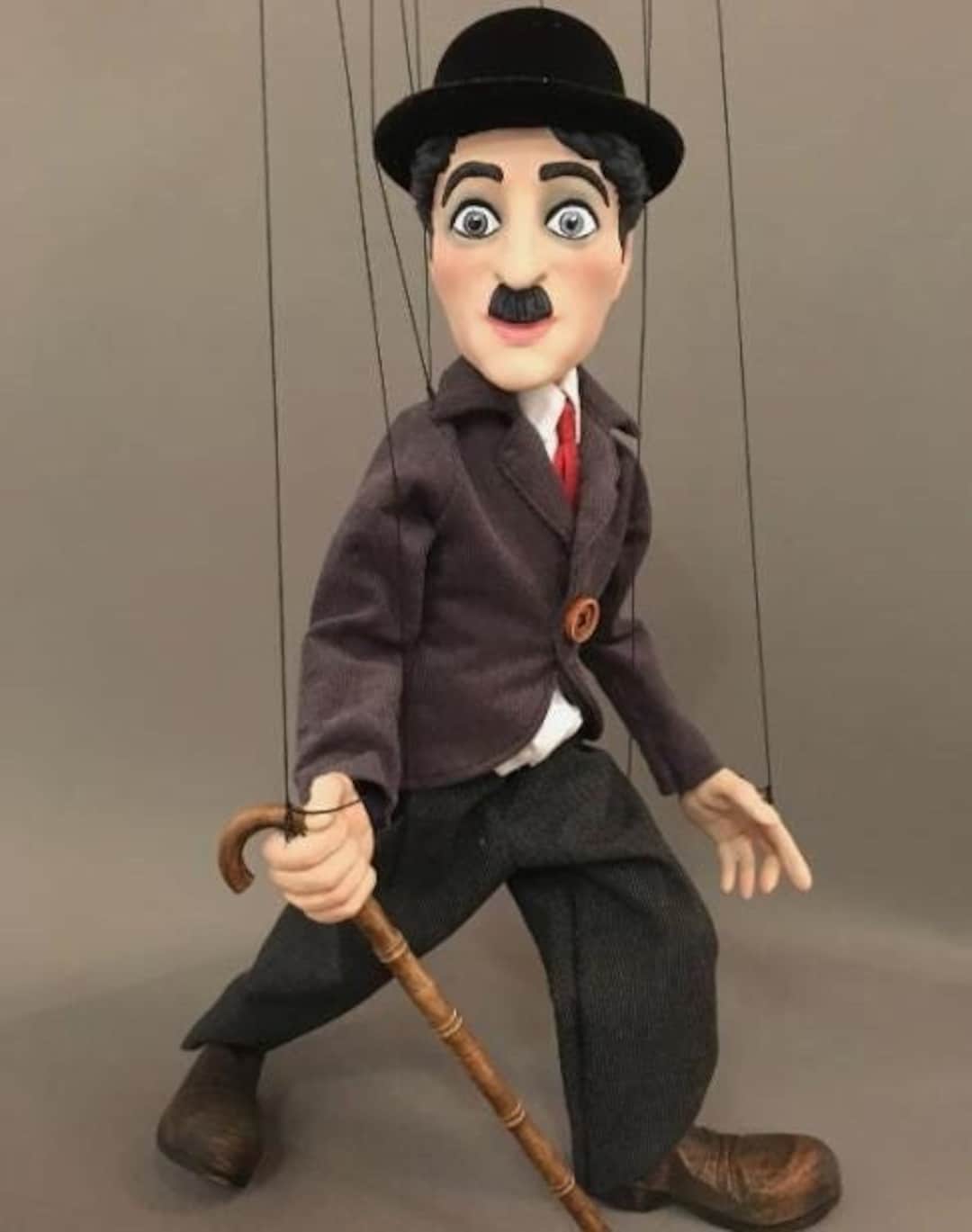 Marionnette à Fils Charlie Chaplin – Richard Kuklik – Années 1970 – Fait Main