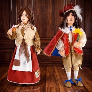 Marionette Aschenputtel + Prinz - Handgemaakte originele poppen