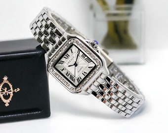 Silberne Uhr, luxuriöse Uhr für Frauen, handgefertigter Damenschmuck, zierliche Golduhren für Frauen, Geschenk für Sie