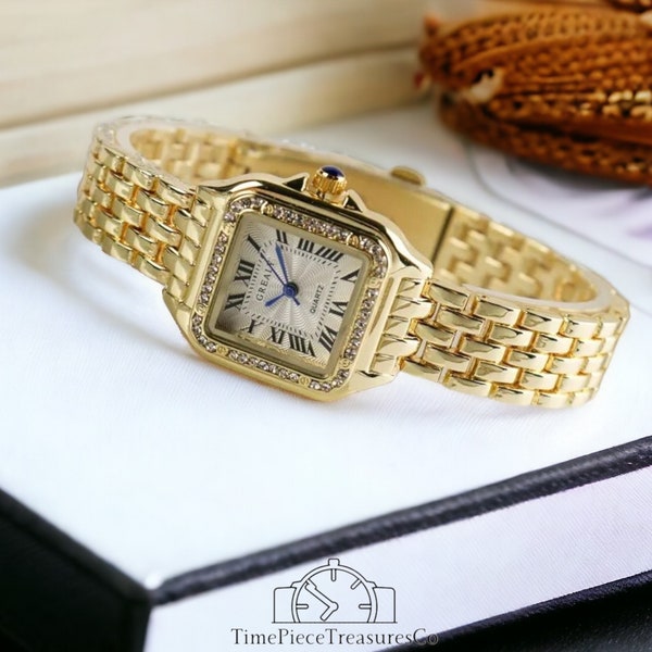 Luxurious Watch Handmade Gold Square Watch Women's Jewelry Dainty Gold Watches For Women Gift For Her