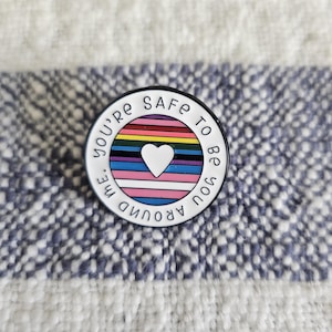 Safe Space Pin: LGBTQ+ Ally, Mental Health Support (1" Round)