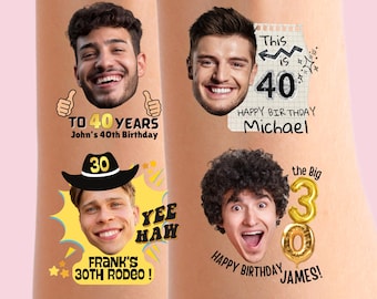 Custom Face Temporary Tattoos, Personalized Birthday Party Favors, Kids Photo Tattoos
