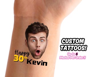Bachelorette Party Tattoos  Custom Temporary Tattoos | Hens Party | Groom Face Tattoo | Hens Games | Bach Party | Personalized Party Favor