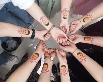 Personalized Custom bachelorette party, custom temporary tattoos, Groom face tattoos, groom tattoo, party tattoos, party favors