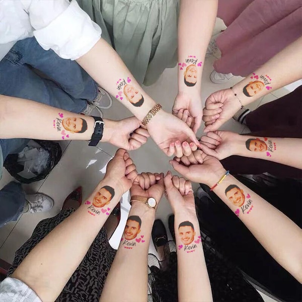 Personalized Bachelorette Party Tattoos with the Grooms Face Favors